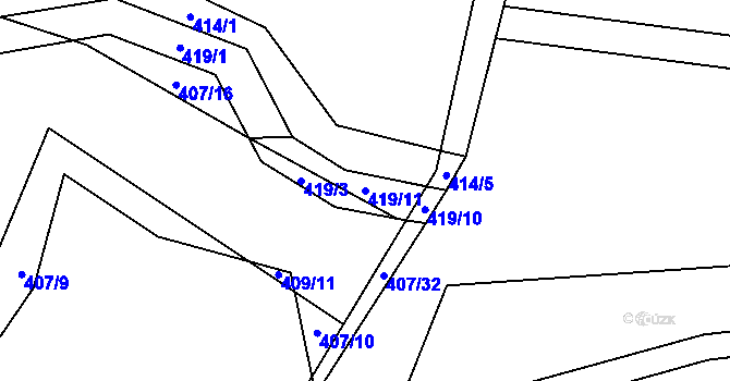 Parcela st. 419/11 v KÚ Trnávka u Nového Jičína, Katastrální mapa