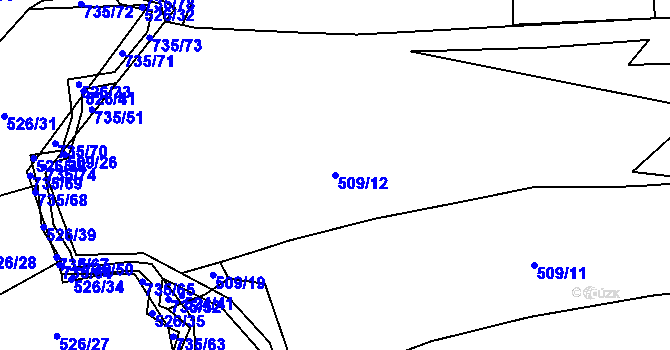 Parcela st. 509/12 v KÚ Trnávka u Nového Jičína, Katastrální mapa
