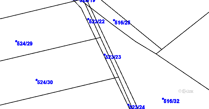 Parcela st. 523/23 v KÚ Trnávka u Nového Jičína, Katastrální mapa
