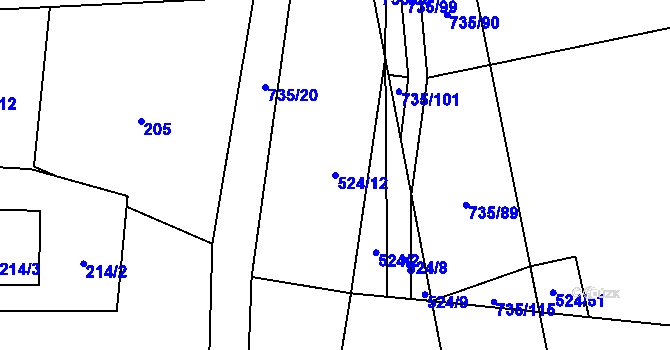 Parcela st. 524/12 v KÚ Trnávka u Nového Jičína, Katastrální mapa