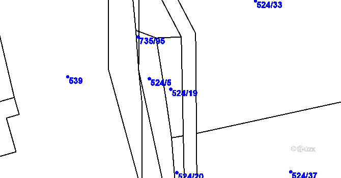 Parcela st. 524/19 v KÚ Trnávka u Nového Jičína, Katastrální mapa