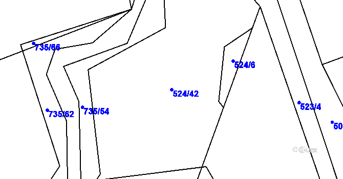 Parcela st. 524/42 v KÚ Trnávka u Nového Jičína, Katastrální mapa