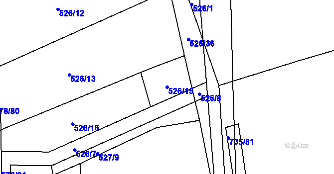 Parcela st. 526/15 v KÚ Trnávka u Nového Jičína, Katastrální mapa