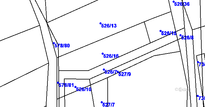 Parcela st. 526/16 v KÚ Trnávka u Nového Jičína, Katastrální mapa