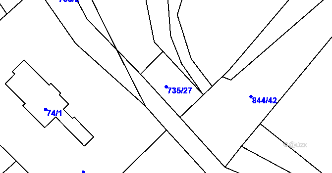 Parcela st. 735/27 v KÚ Trnávka u Nového Jičína, Katastrální mapa