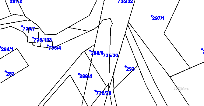 Parcela st. 735/30 v KÚ Trnávka u Nového Jičína, Katastrální mapa