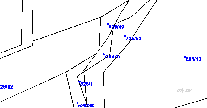 Parcela st. 735/75 v KÚ Trnávka u Nového Jičína, Katastrální mapa