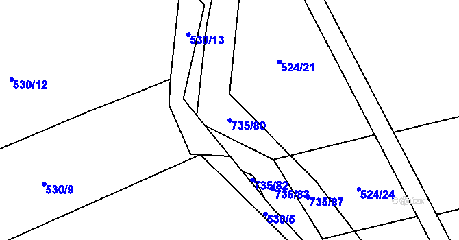 Parcela st. 735/80 v KÚ Trnávka u Nového Jičína, Katastrální mapa
