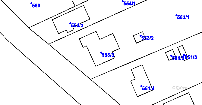 Parcela st. 553/3 v KÚ Trnávka u Nového Jičína, Katastrální mapa