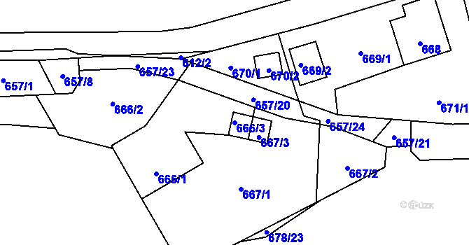 Parcela st. 666/3 v KÚ Trnávka u Nového Jičína, Katastrální mapa