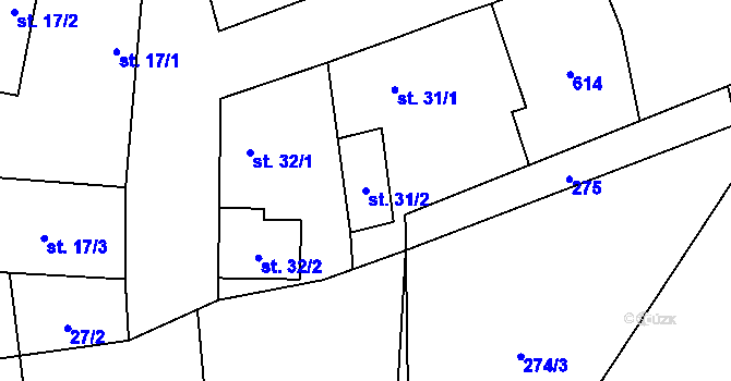 Parcela st. 31/2 v KÚ Trněný Újezd, Katastrální mapa