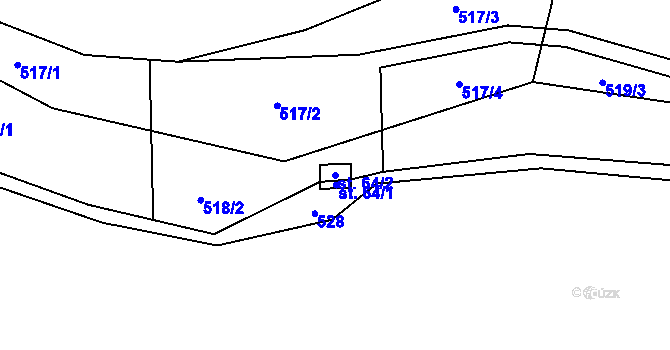 Parcela st. 64/2 v KÚ Trněný Újezd, Katastrální mapa