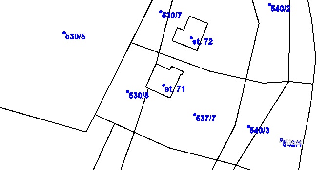 Parcela st. 71 v KÚ Trněný Újezd, Katastrální mapa