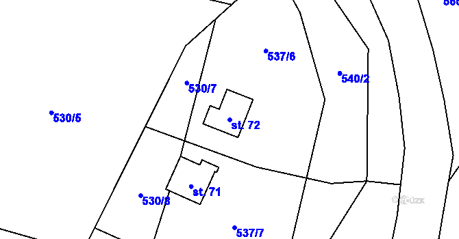 Parcela st. 72 v KÚ Trněný Újezd, Katastrální mapa