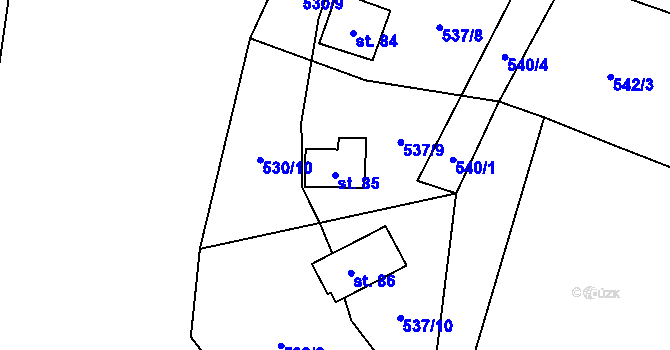 Parcela st. 85 v KÚ Trněný Újezd, Katastrální mapa