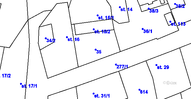 Parcela st. 35 v KÚ Trněný Újezd, Katastrální mapa
