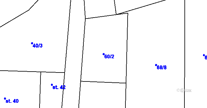 Parcela st. 60/2 v KÚ Trněný Újezd, Katastrální mapa