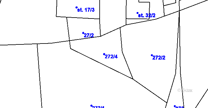 Parcela st. 272/4 v KÚ Trněný Újezd, Katastrální mapa