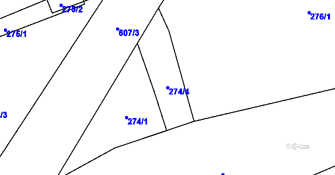 Parcela st. 274/4 v KÚ Trněný Újezd, Katastrální mapa