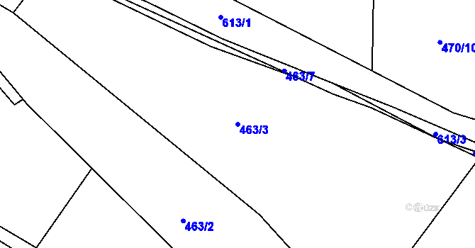 Parcela st. 463/3 v KÚ Trněný Újezd, Katastrální mapa
