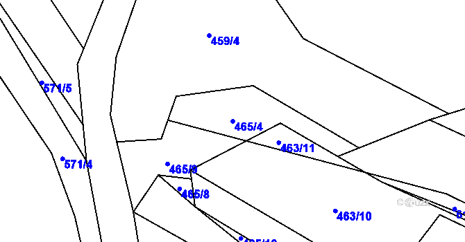 Parcela st. 465/4 v KÚ Trněný Újezd, Katastrální mapa