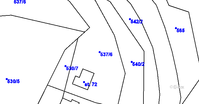 Parcela st. 537/6 v KÚ Trněný Újezd, Katastrální mapa