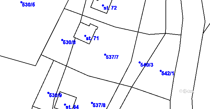 Parcela st. 537/7 v KÚ Trněný Újezd, Katastrální mapa