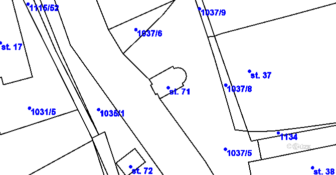 Parcela st. 71 v KÚ Houdkovice, Katastrální mapa