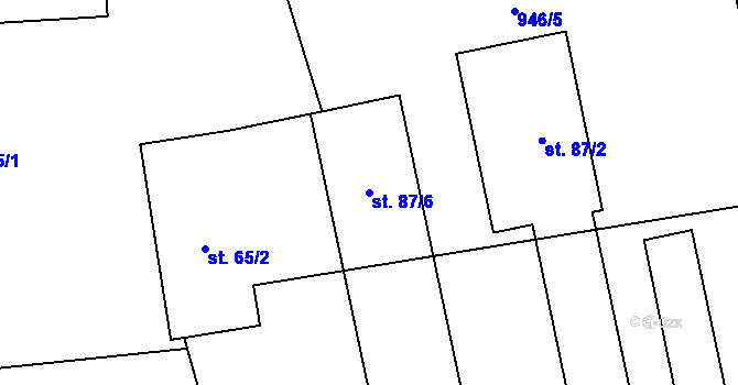 Parcela st. 87/6 v KÚ Houdkovice, Katastrální mapa