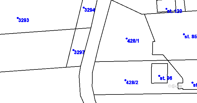 Parcela st. 407/2 v KÚ Houdkovice, Katastrální mapa