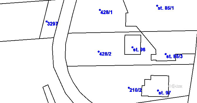 Parcela st. 428/2 v KÚ Houdkovice, Katastrální mapa