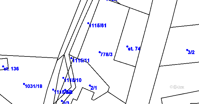 Parcela st. 778/3 v KÚ Houdkovice, Katastrální mapa