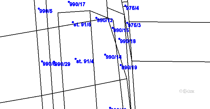Parcela st. 990/14 v KÚ Houdkovice, Katastrální mapa