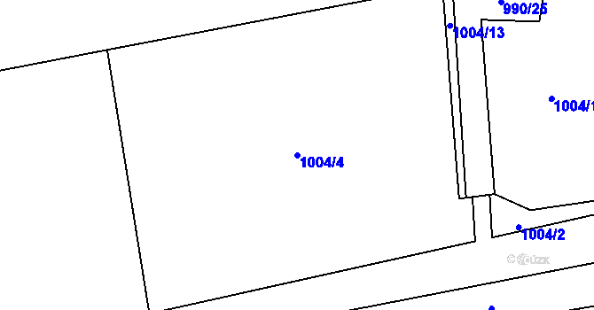 Parcela st. 1004/4 v KÚ Houdkovice, Katastrální mapa