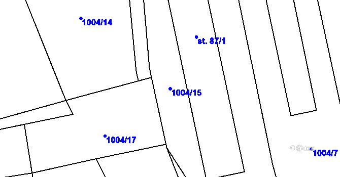 Parcela st. 1004/15 v KÚ Houdkovice, Katastrální mapa