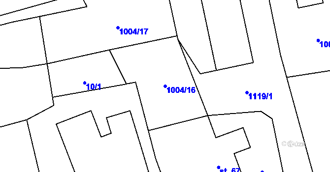 Parcela st. 1004/16 v KÚ Houdkovice, Katastrální mapa