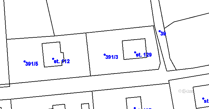 Parcela st. 391/3 v KÚ Houdkovice, Katastrální mapa