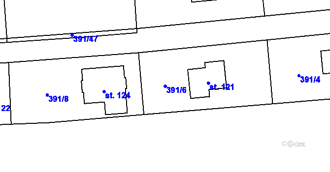 Parcela st. 391/6 v KÚ Houdkovice, Katastrální mapa