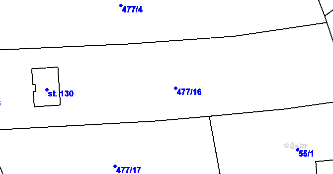 Parcela st. 477/16 v KÚ Houdkovice, Katastrální mapa