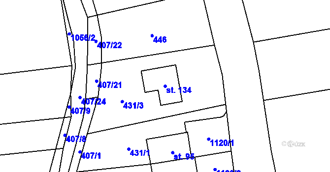 Parcela st. 134 v KÚ Houdkovice, Katastrální mapa