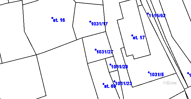 Parcela st. 1031/27 v KÚ Houdkovice, Katastrální mapa