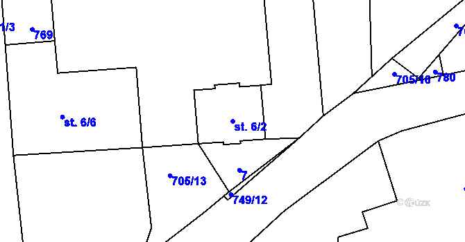 Parcela st. 6/2 v KÚ Trnov, Katastrální mapa