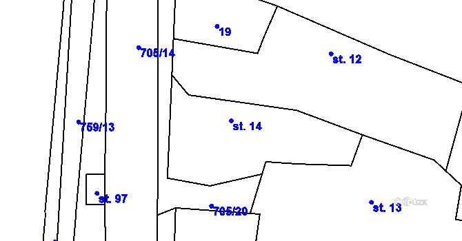 Parcela st. 14 v KÚ Trnov, Katastrální mapa