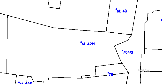 Parcela st. 42/1 v KÚ Trnov, Katastrální mapa