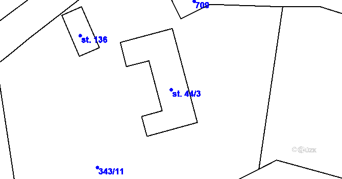 Parcela st. 44/3 v KÚ Trnov, Katastrální mapa