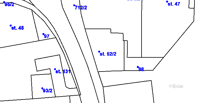 Parcela st. 52/2 v KÚ Trnov, Katastrální mapa