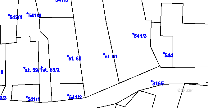 Parcela st. 61 v KÚ Trnov, Katastrální mapa