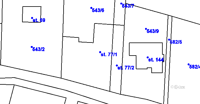 Parcela st. 77/1 v KÚ Trnov, Katastrální mapa