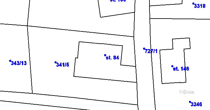 Parcela st. 84 v KÚ Trnov, Katastrální mapa