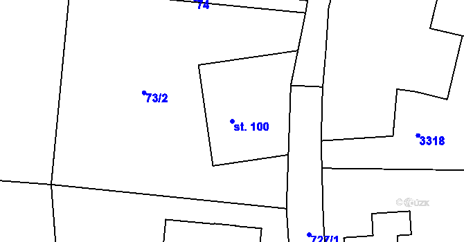 Parcela st. 100 v KÚ Trnov, Katastrální mapa